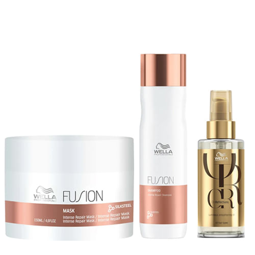 (60% OFF) Kit Wella Professionals Fusion + Oil Reflections Kit - Máscara + Shampoo + Óleo